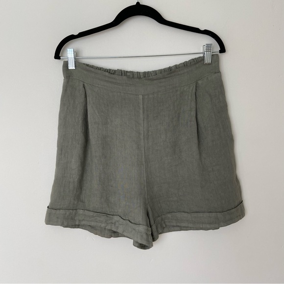 Suzy D London NWT 100% Linen Longline Shorts in Khaki size Large - Picture 8 of 10